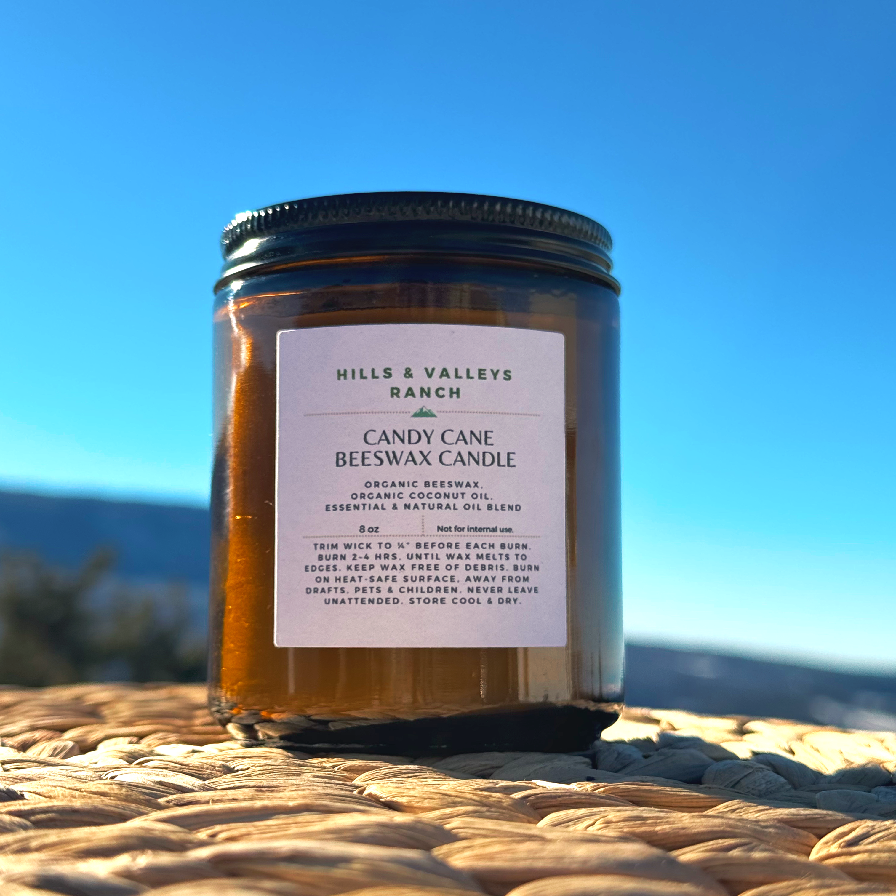 Candy Cane Beeswax Candle-Essential & Natural Oil Blend