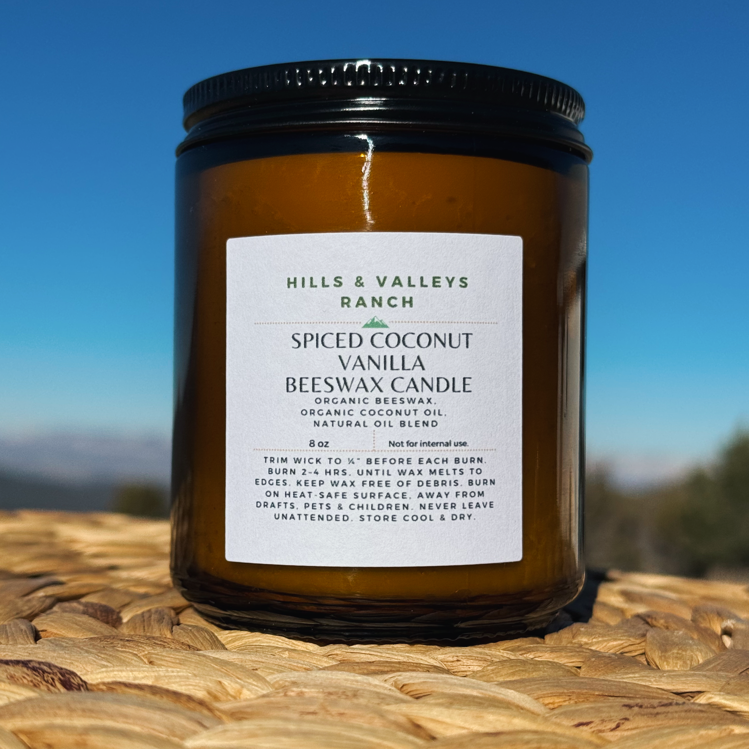 Spiced Coconut Vanilla Beeswax Candle-Natural Oil Blend